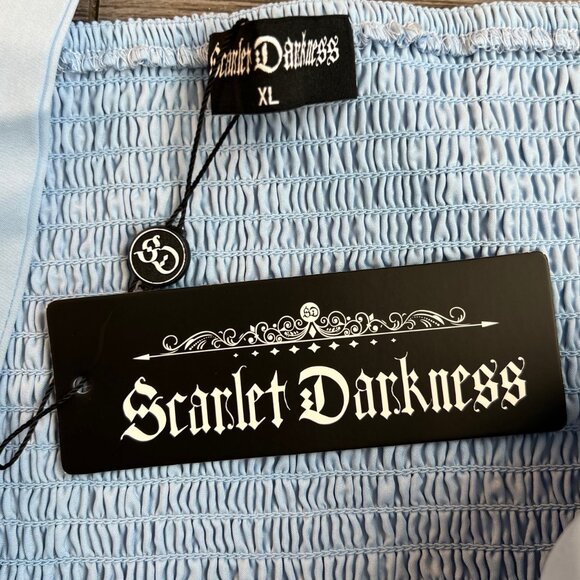 NWT Scarlet Darkness Puffy Corset Dress 2-Layer Sundress Sky Blue Milk Maid XL - Picture 5 of 6